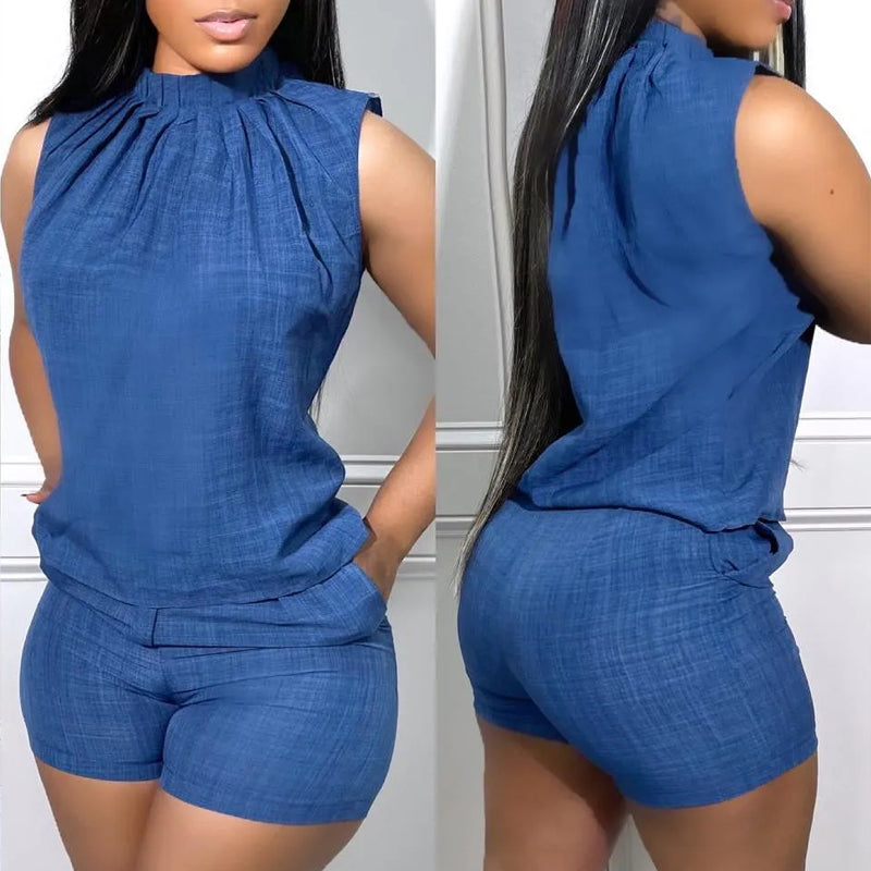 Women Casual Tank Top + Shorts Two-Piece Set 3