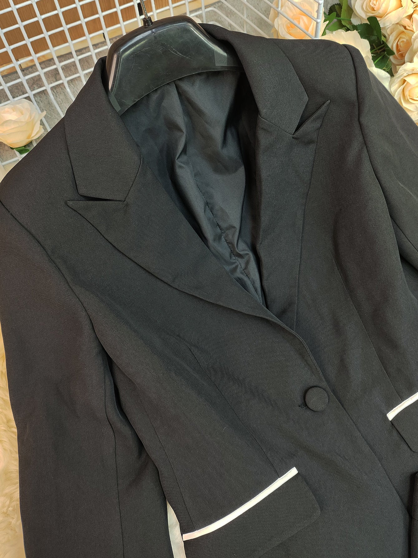 Women Blazer Jacket and Straight-Legged Pants Casual Two-Piece Set 8