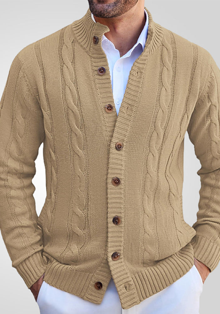 Men's Casual Stand Collar Knitting Solid sweater