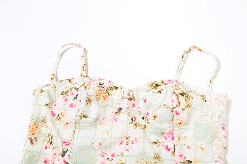 Summer women's clothing Chic sexy Low Back Slim Waist printed dress female 13