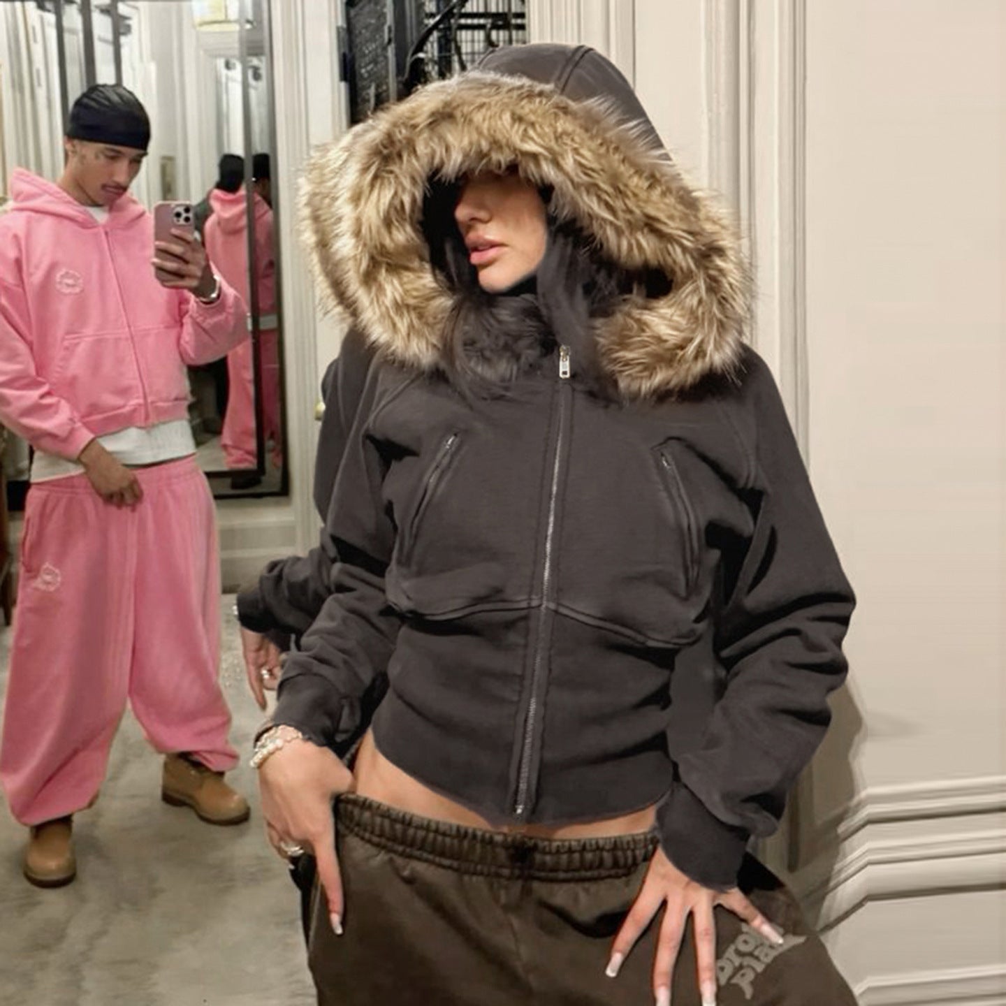 Women Hooded Zipper American-Style Jacket 5