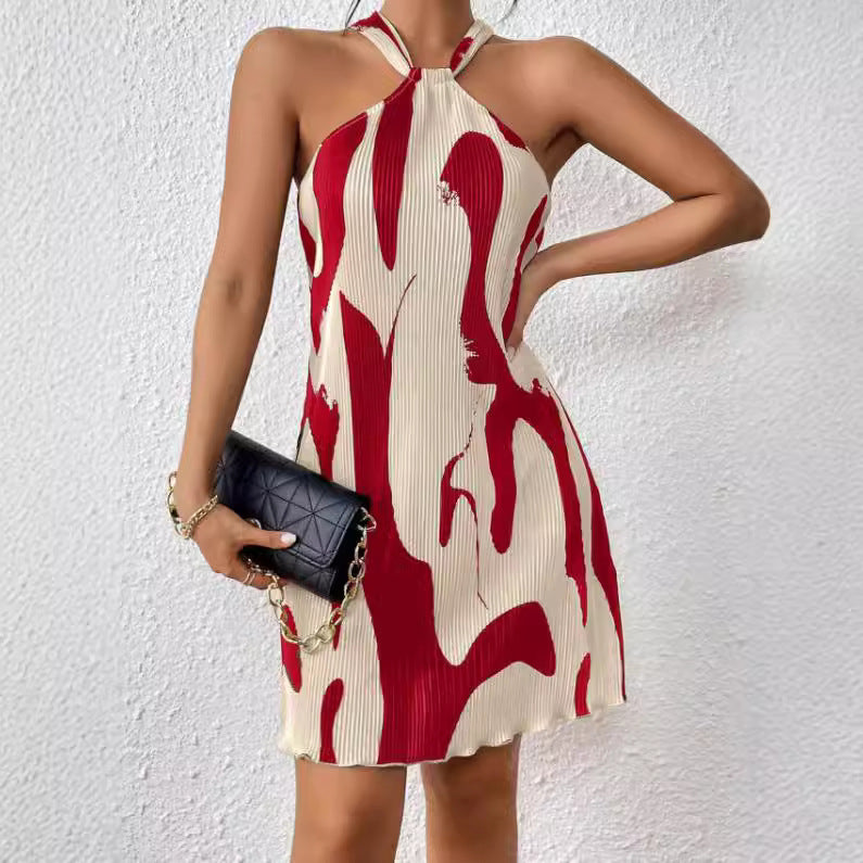 Casual Fashion Print Halter Neck Mini Dress 6