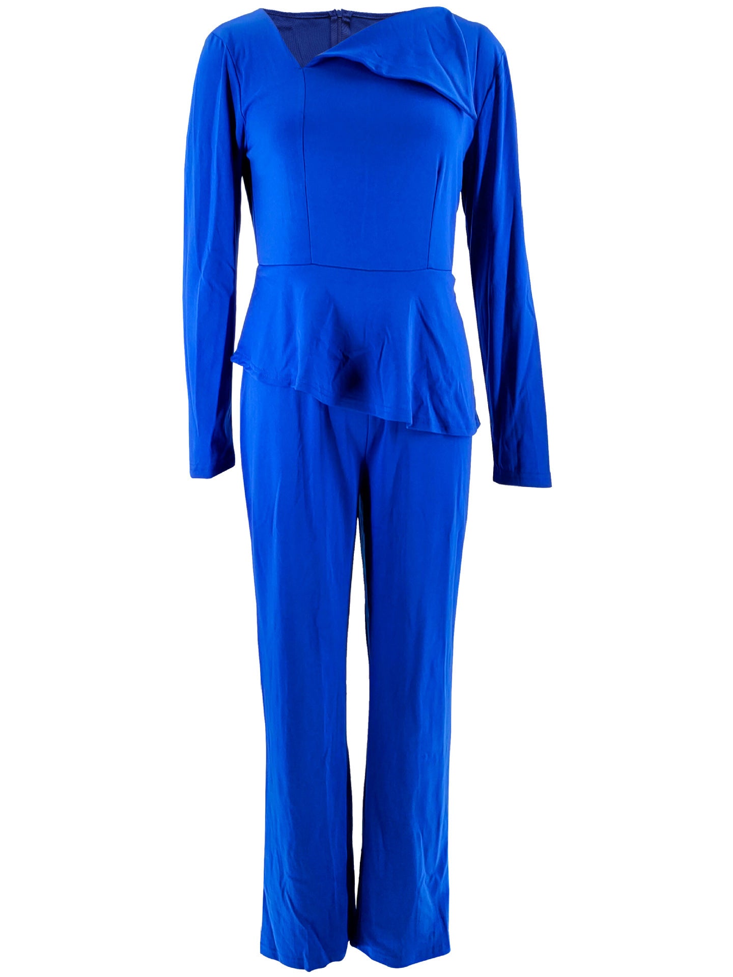 Women Long Sleeve Asymmetric Collar Elegant Jumpsuit 5