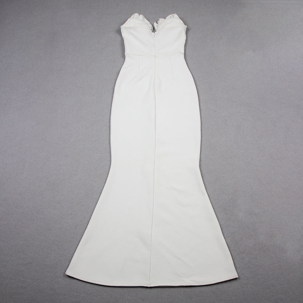 Women Flower Chain Strapless Dress 10