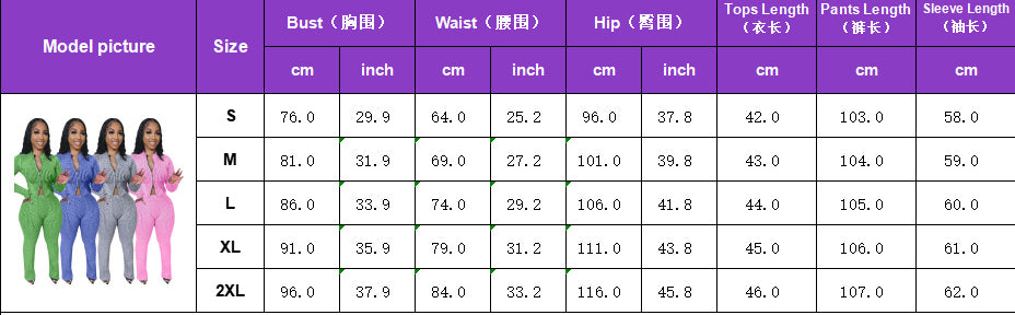 Women Knitting Sweater Two-way Zipper Top and Pants Casual Two-piece Set 13