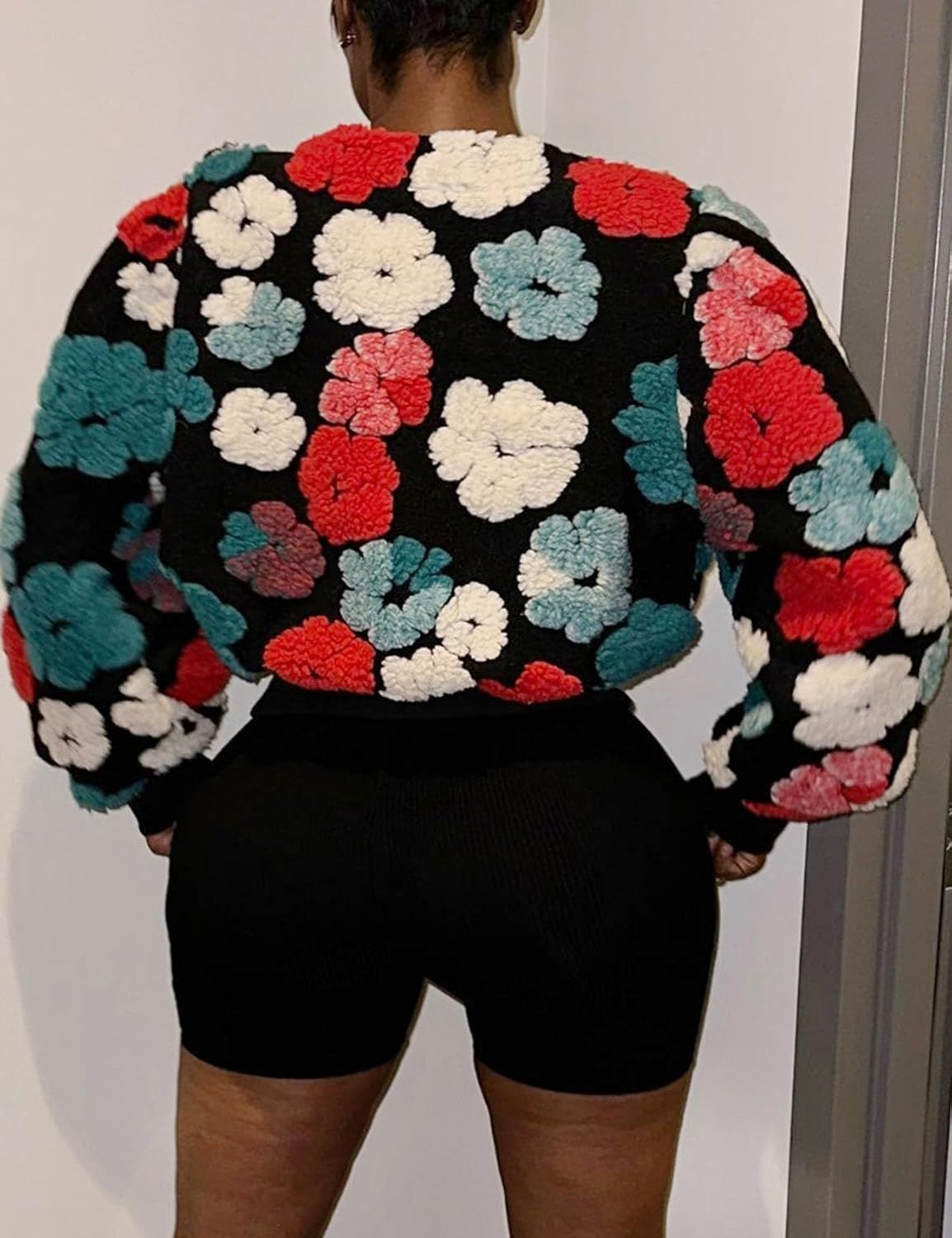 Women's Fashion Casual Jacquard Fleece Coat 3