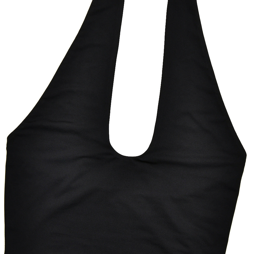 Women Halter Neck sexy slit pleated Backless jumpsuit and skirt two-piece set 18