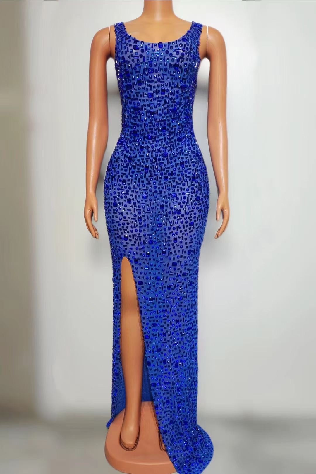 Women sexy party leg-revealing sparkling rhinestone evening dress 7
