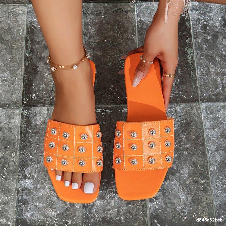 Plus Size Summer Women Riveted Flat Heel Outdoor Wear Beach Sandals 6