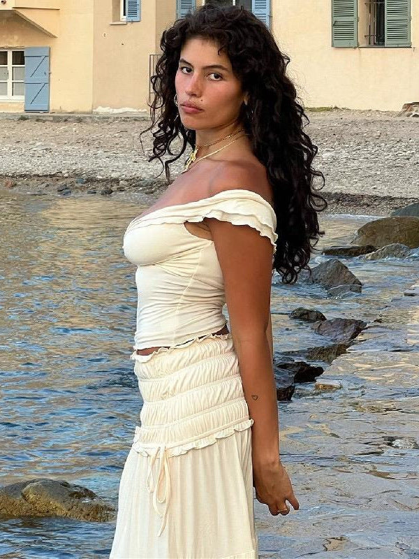 Women Summer Sexy Crop Tank Top and French Pleated Skirt Two-Piece Set 5