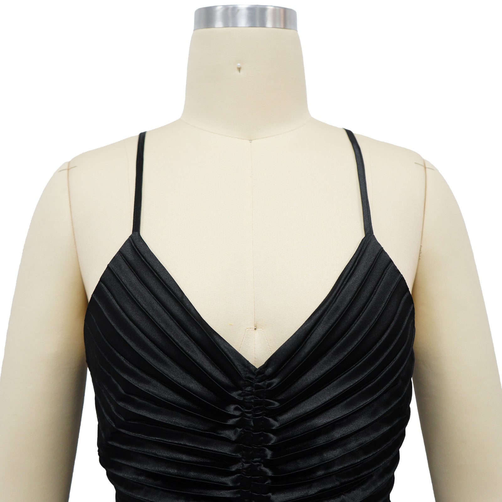 Women's Sexy Solid Color Strap Pleated Party Dress 10