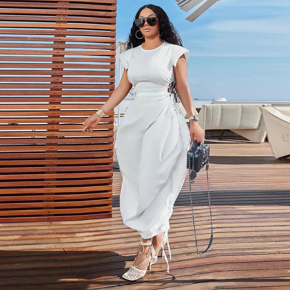 Summer Women Round Neck Solid Dress 23