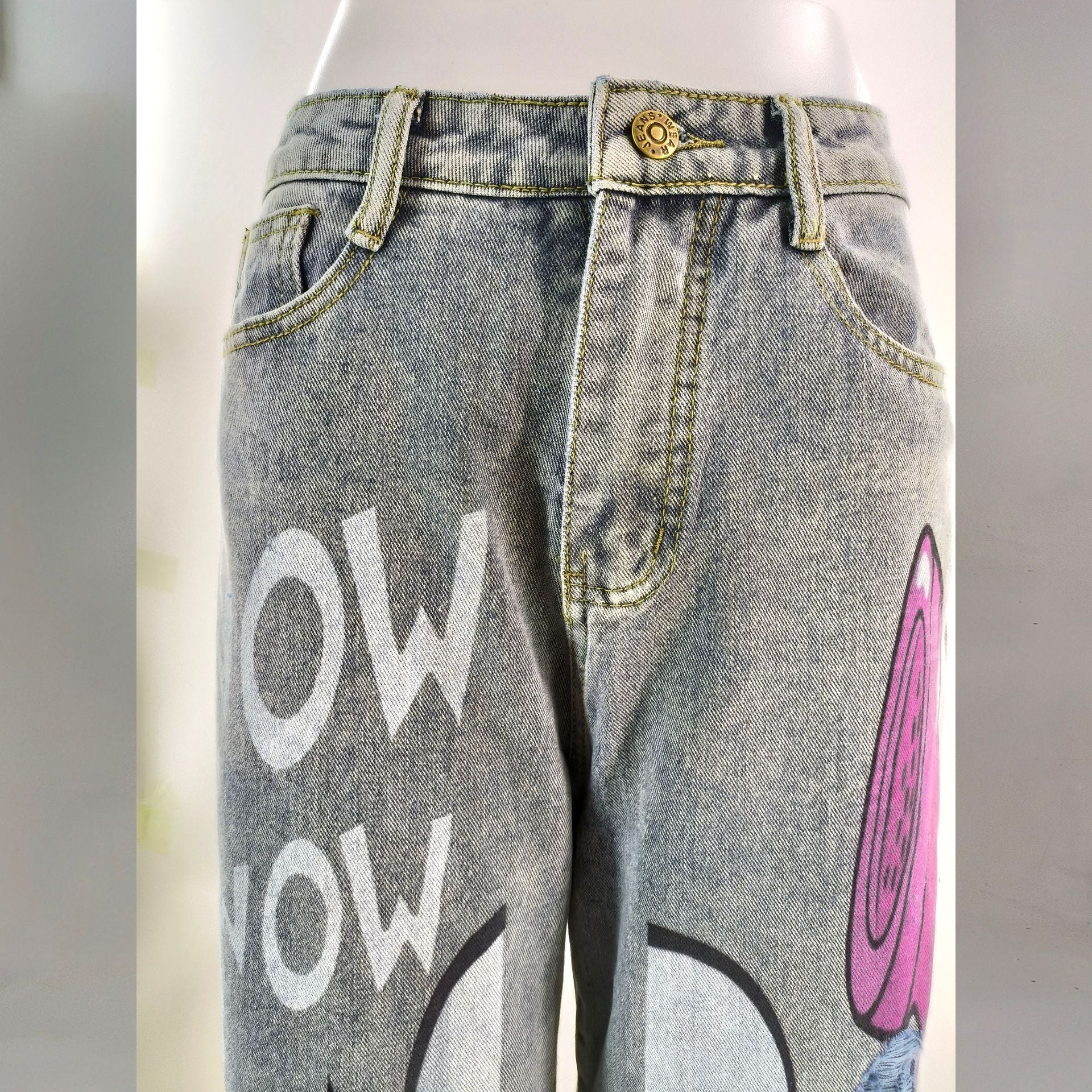 Women Ripped Wide-leg Denim Pants 9