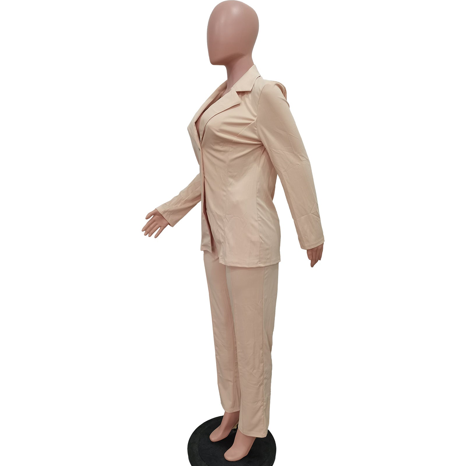 Women Solid Turndown Collar Two-piece Set 29