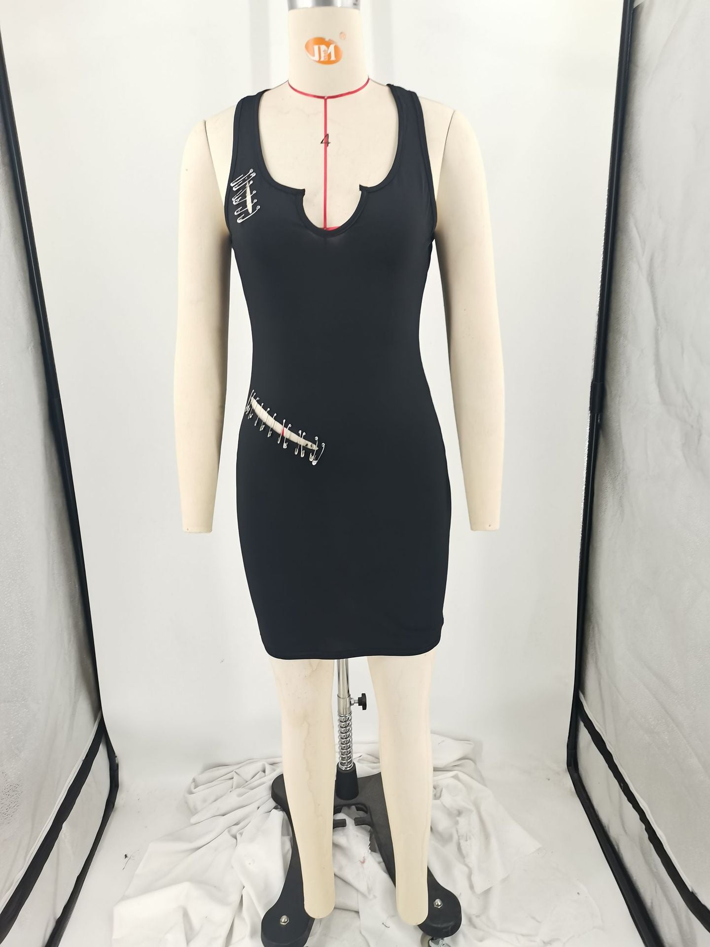 Women Pin Sleeveless Bodycon Dress 4