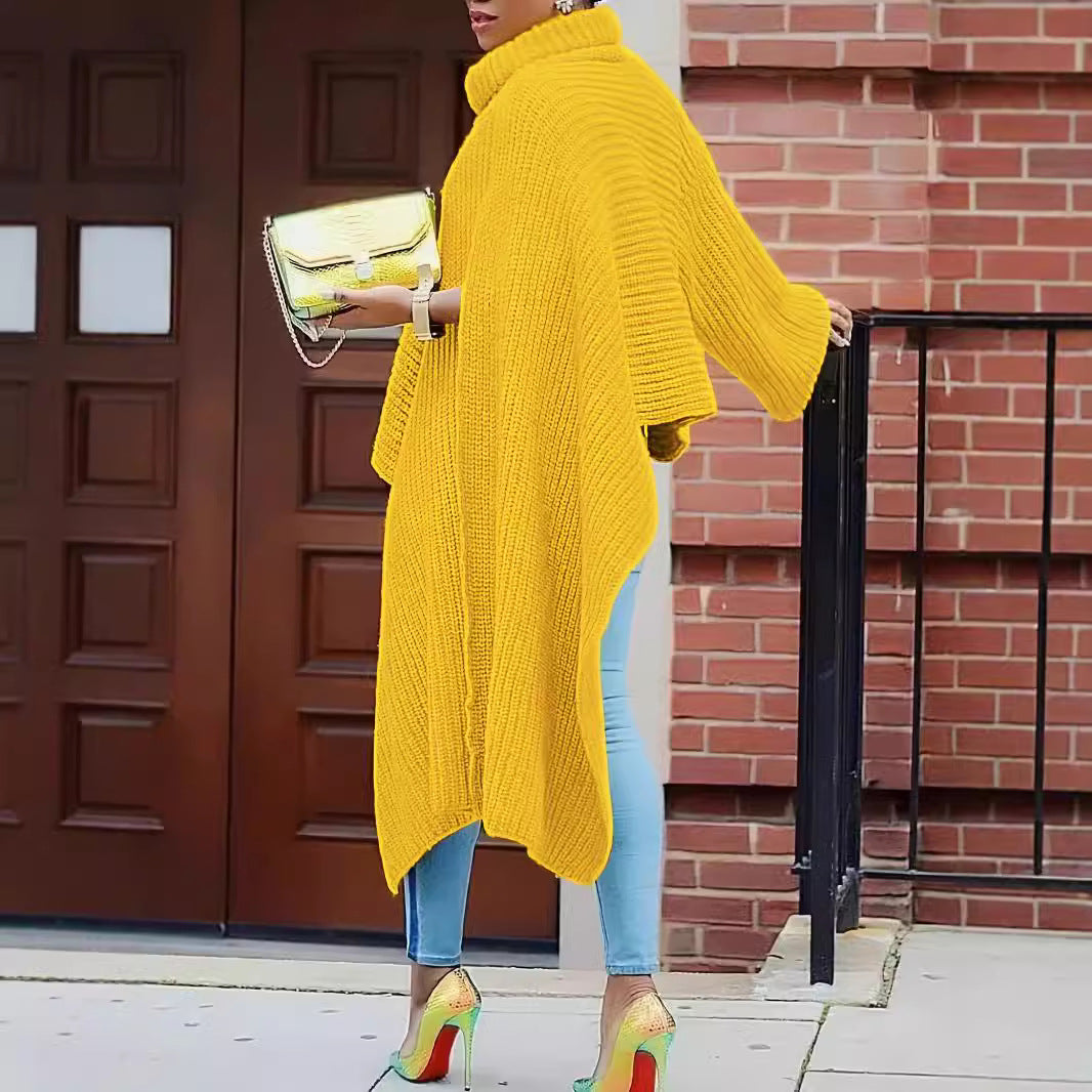 Autumn Winter Women's Solid Color Turtleneck Pullover Fashion Loose Sweater 3