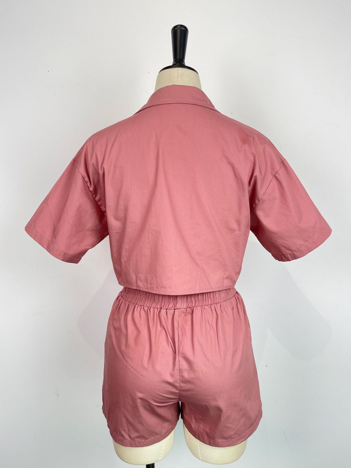 Ladies Short Sleeve Shirt Set Elastic Pocket Shorts Two-Piece Set 31