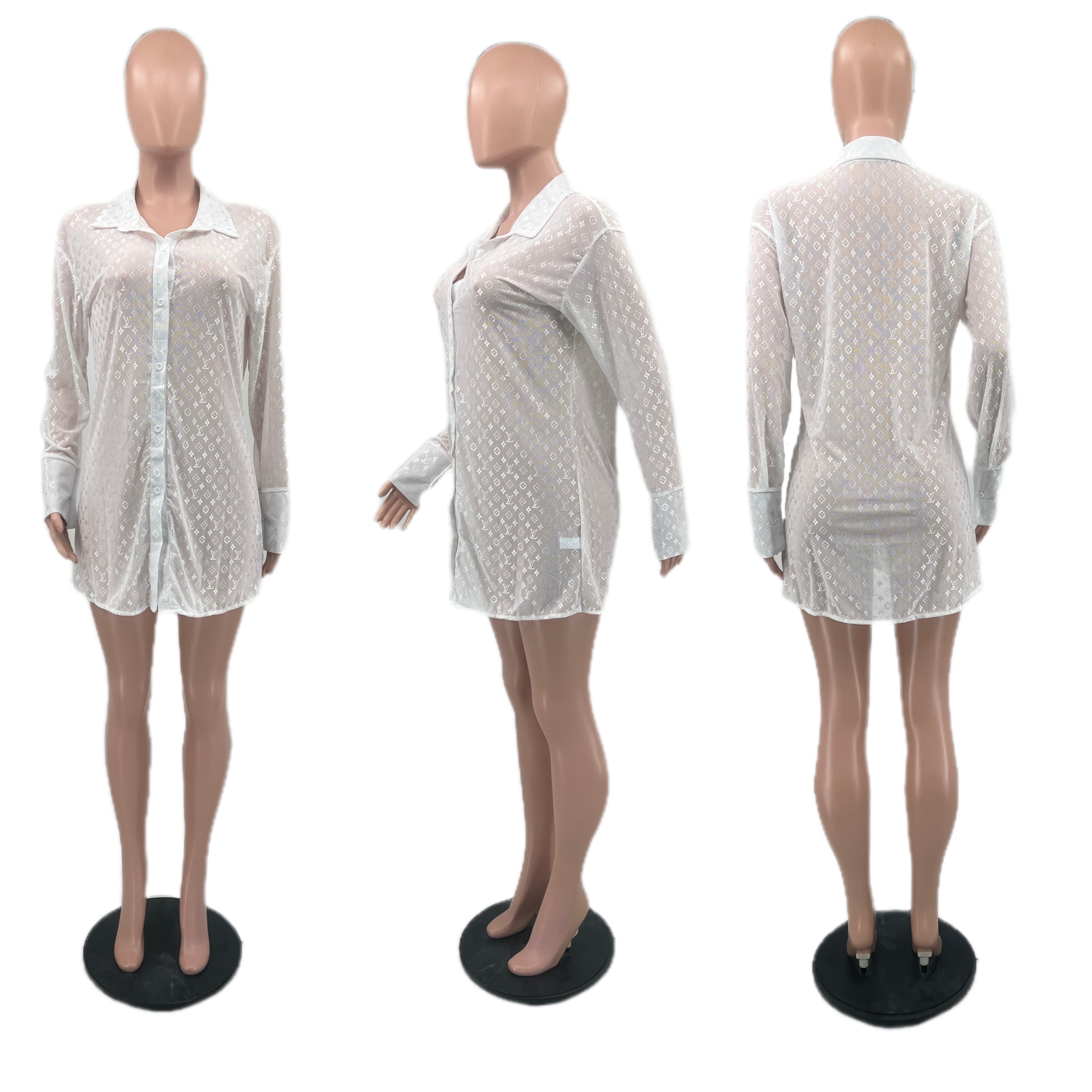 Women's Sexy Mesh See-Through Fabric Women's Shirt 14