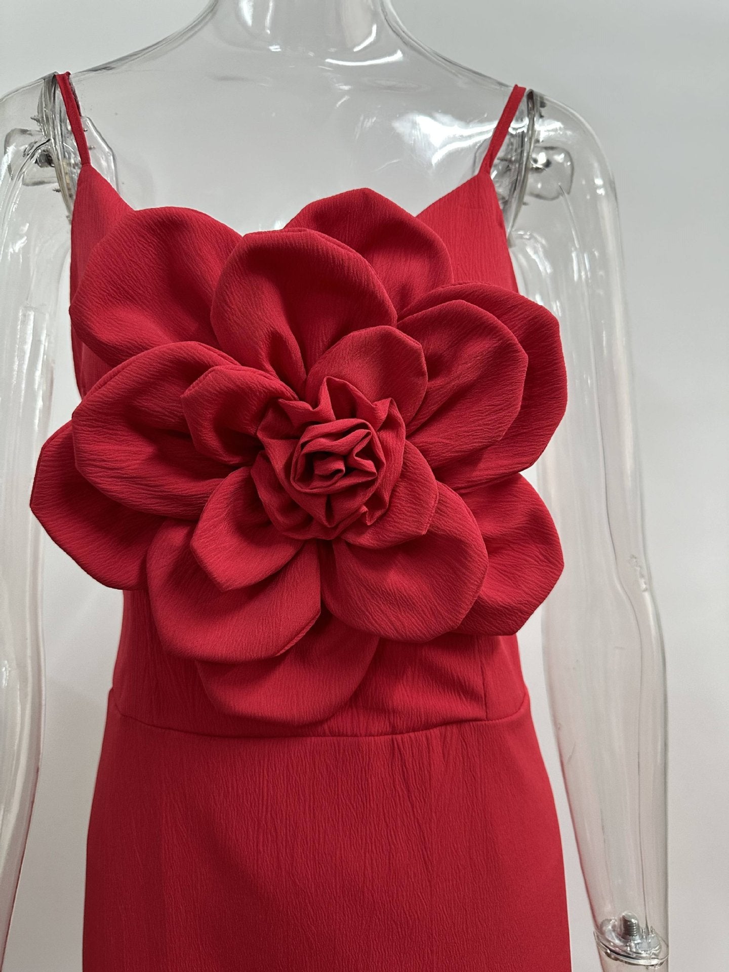 Women Large Flower Suspender Maxi Dress 12