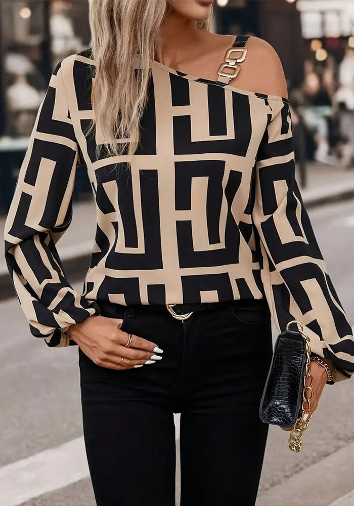 Autumn Fashion Patchwork Loose Casual Top Women Printed Shirt