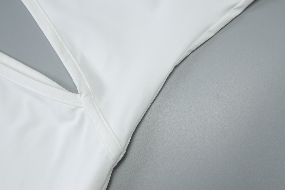 Women sexy Strapless Patchwork steel ring Bodycon Maxi Dress 14