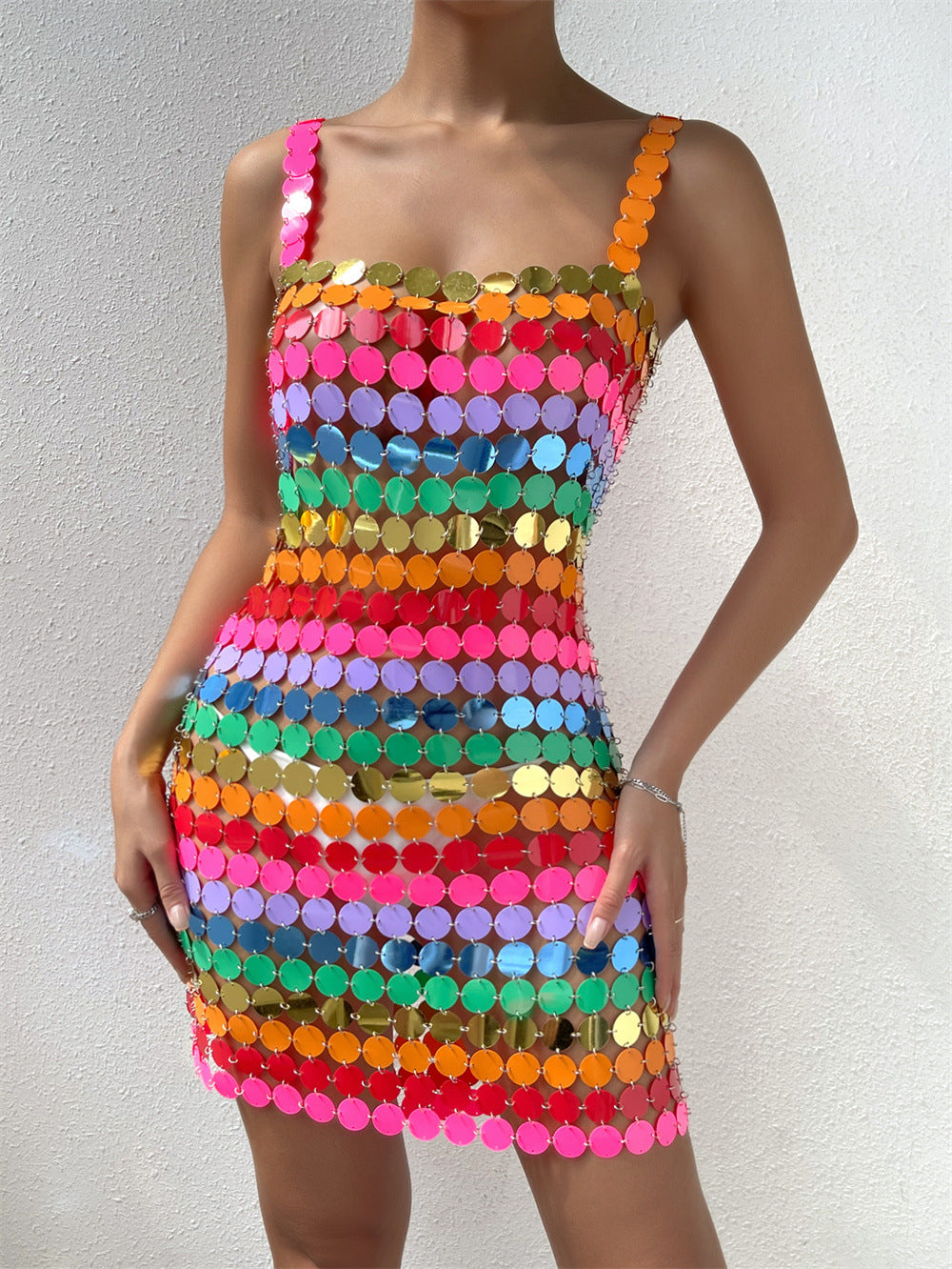 Summer Party Multicolor Sexy Sequin Club Dress 3