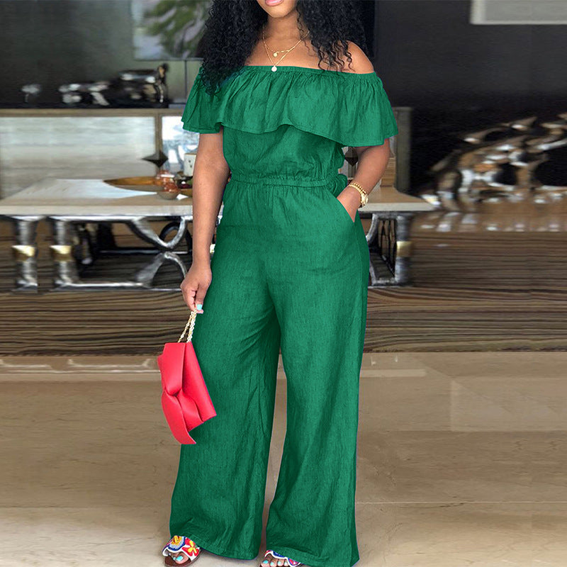 Plus Size Women's Ruffled Off Shoulder Jumpsuit 8