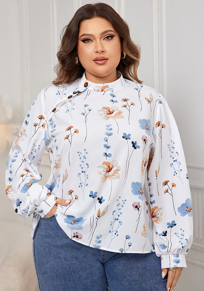 Plus Size Women Long Sleeve Print Shirt