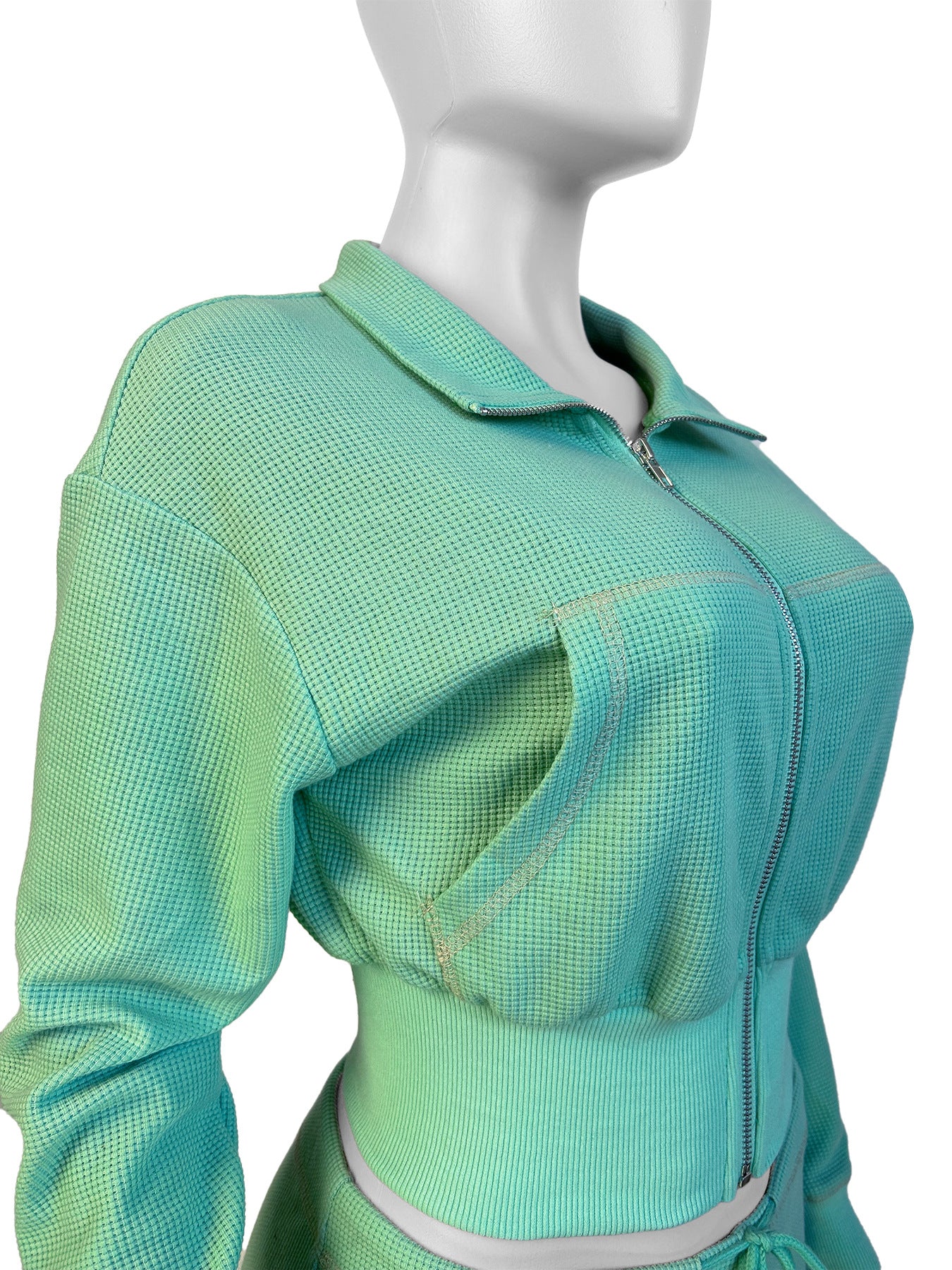 Women casual zipper long sleeve hoodies and pant two-piece set 10