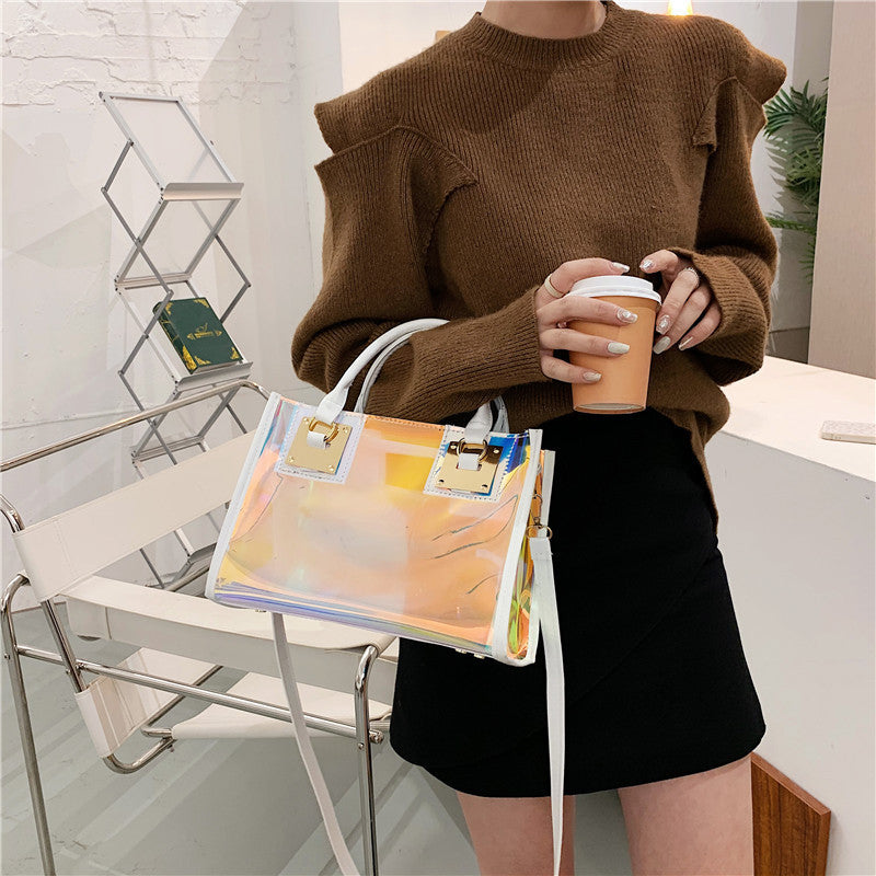 Women's Trendy Transparent Laser Pvc Handbag Crossbody Bag Shoulder Bag