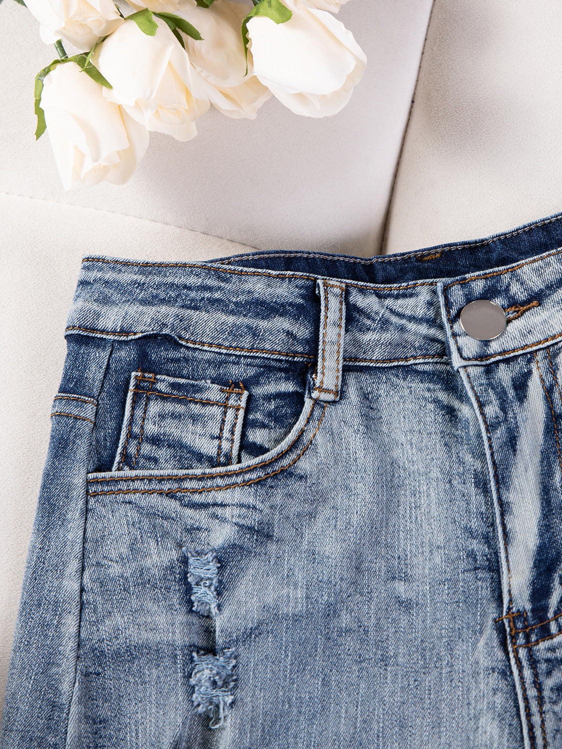 Sexy Casual High-Waist Plus Size Ripped Denim Shorts 7