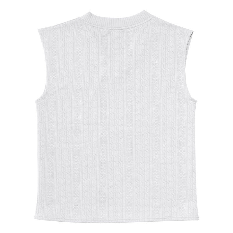 Men's Summer Loose Sleeveless T-Shirt Shorts Men's Summer Casual Jacquard Knitting Set 18