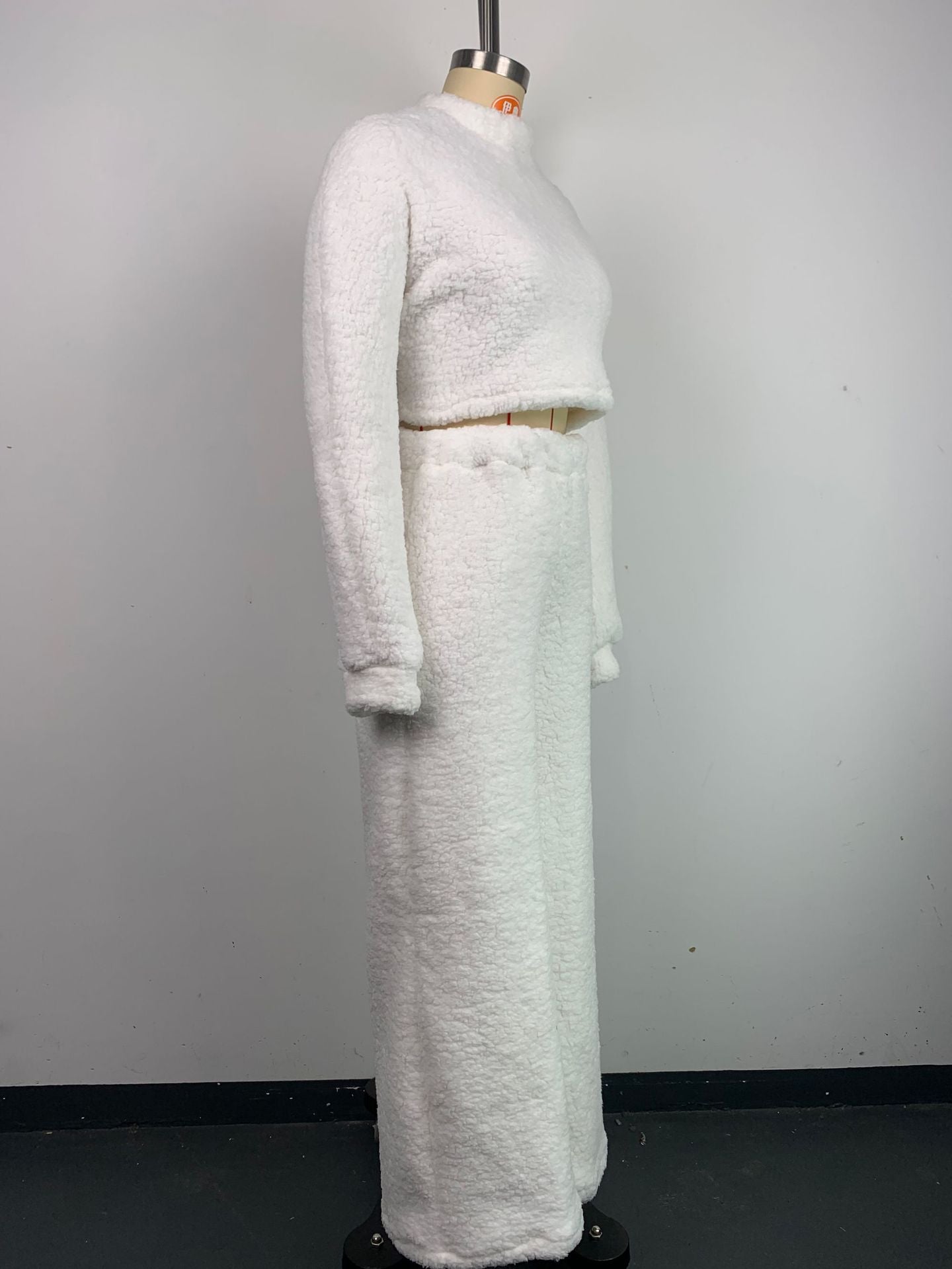 Women Casual Lounge Clothes Loose Sherpa Long Sleeve Top and Pant Two-piece Set 21