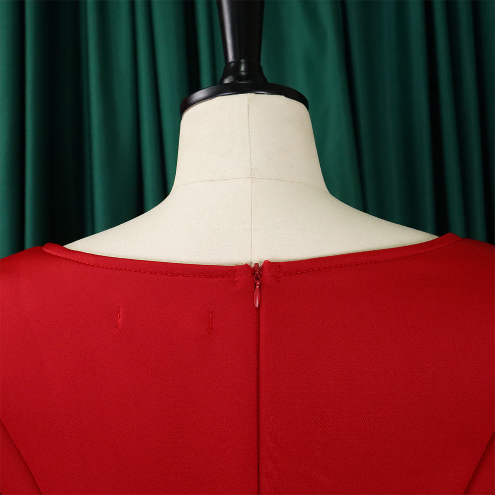 Women's Summer Solid Color Swing Dress Chic Evening Dress 28