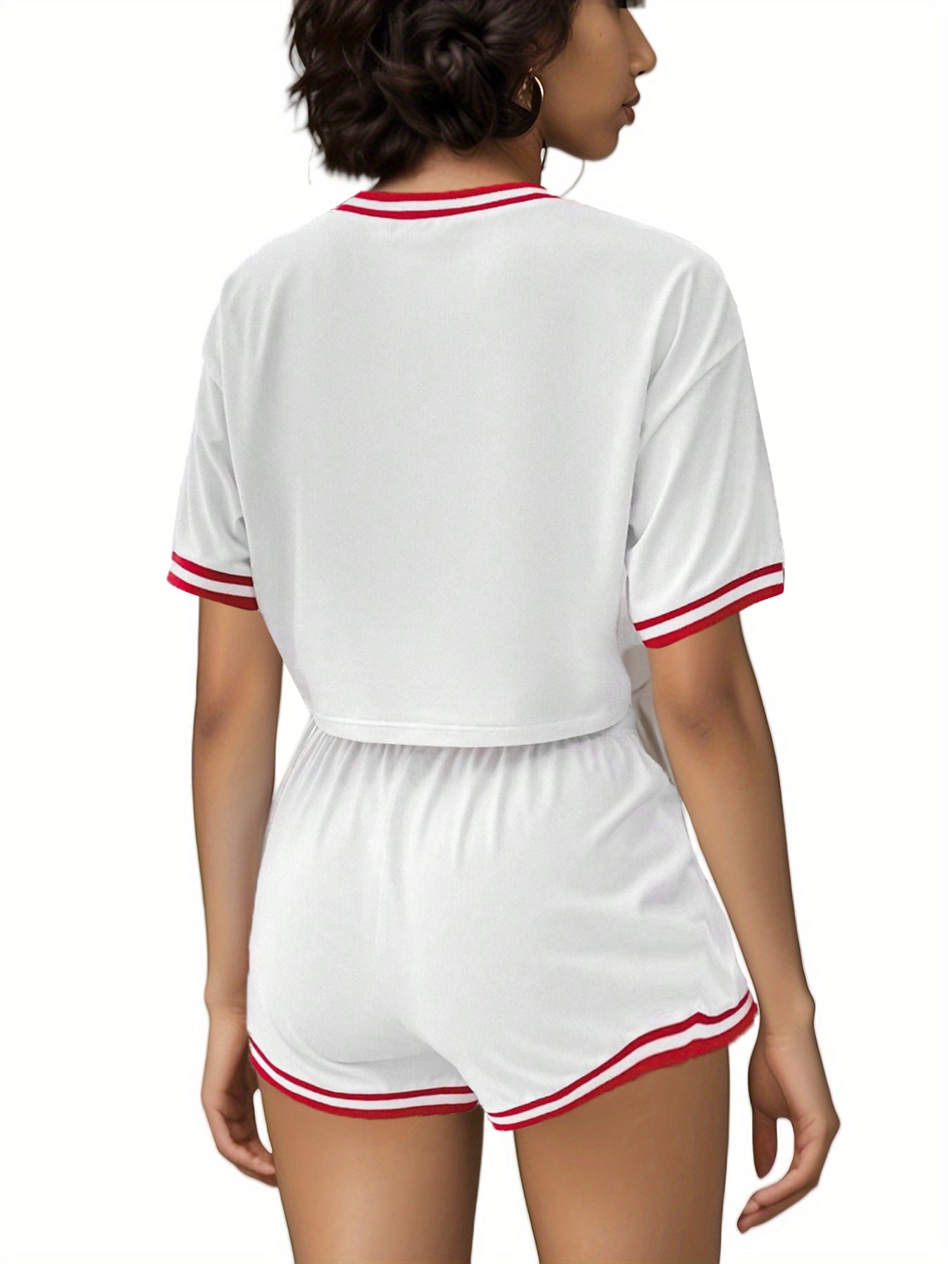 Women short-sleeved Top shorts Letter printed Two-piece set 4