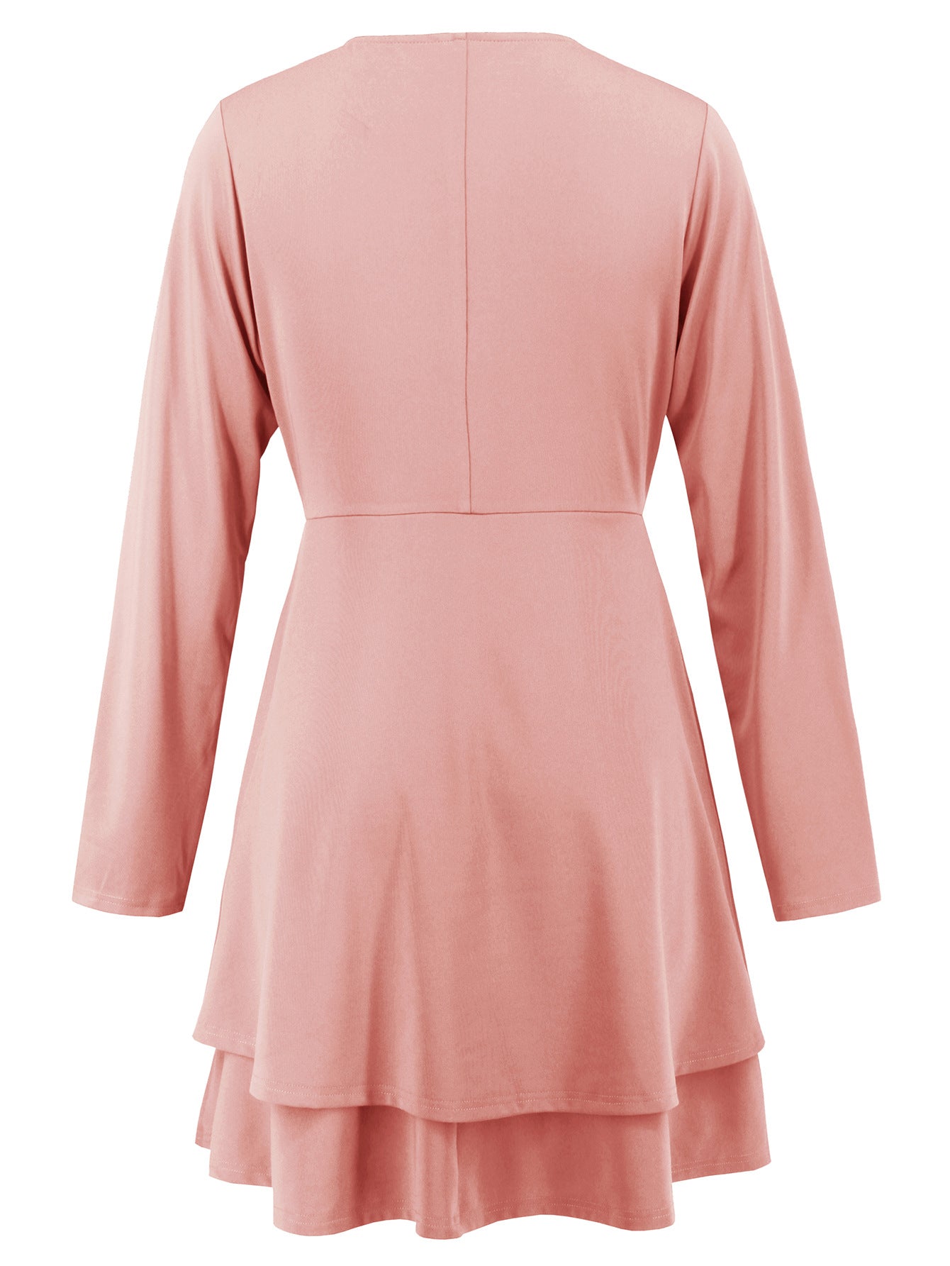 Autumn Winter women's v-neck button long sleeve Casual multi-layer dress 13