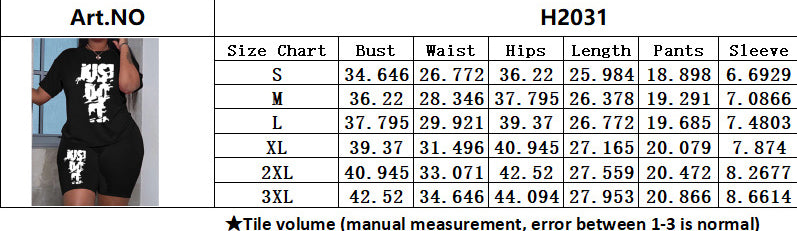 Printed Women's Fashion T-Shirt Shorts Two-Piece Set 10