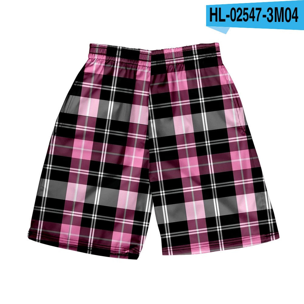 Men's Spring/Summer Hawaiian Casual Plaid Shorts 5