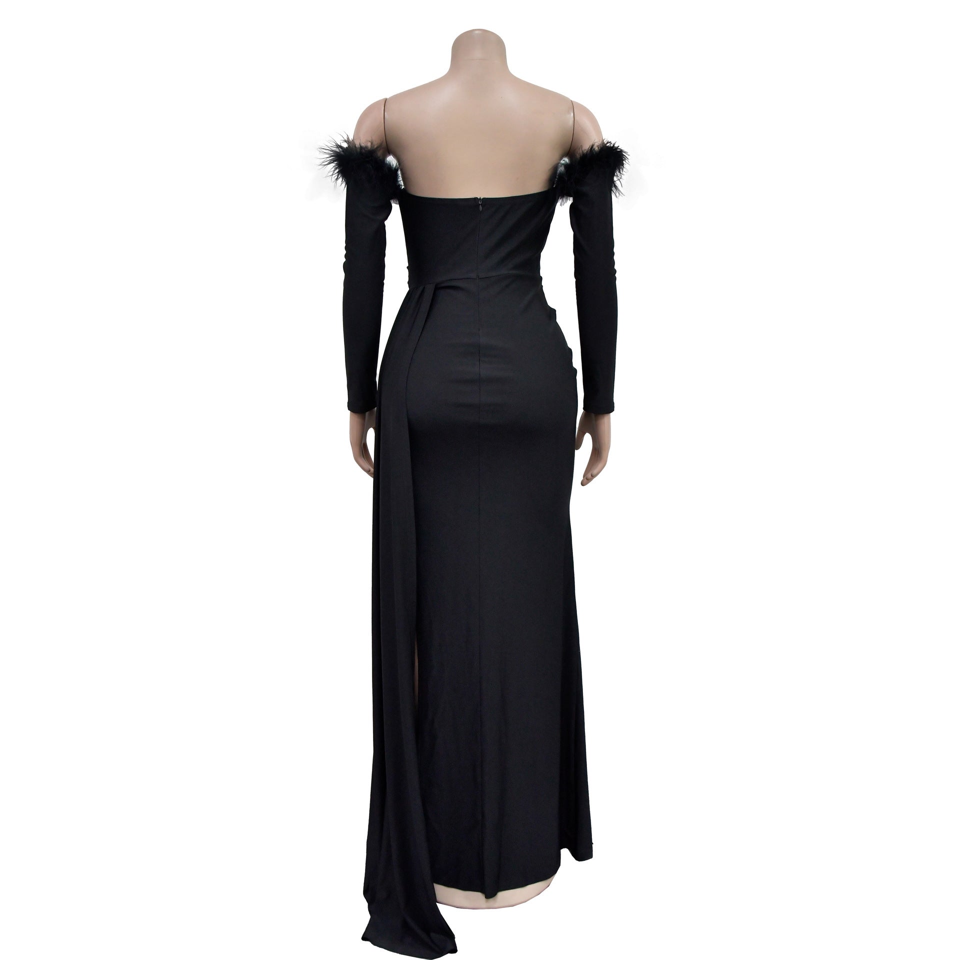 Fashion Women's Solid Color Pleated Low Back Slit Maxi Dress 30