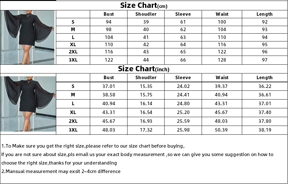 Chic Fashion Bell Bottom Pleated Sleeve Loose African Dress 9