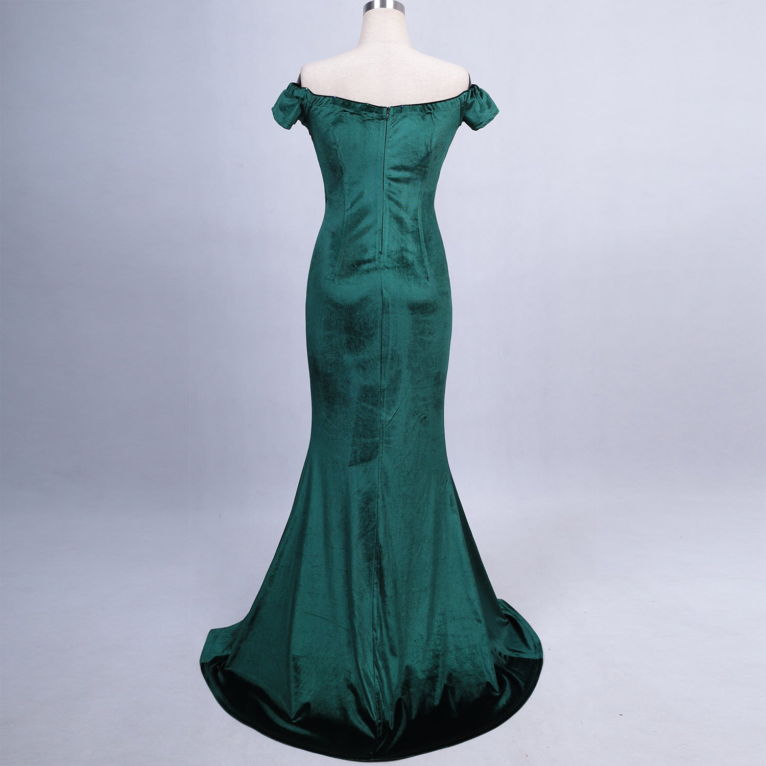sexy off shoulder mermaid long velvet Formal Party evening dress 19