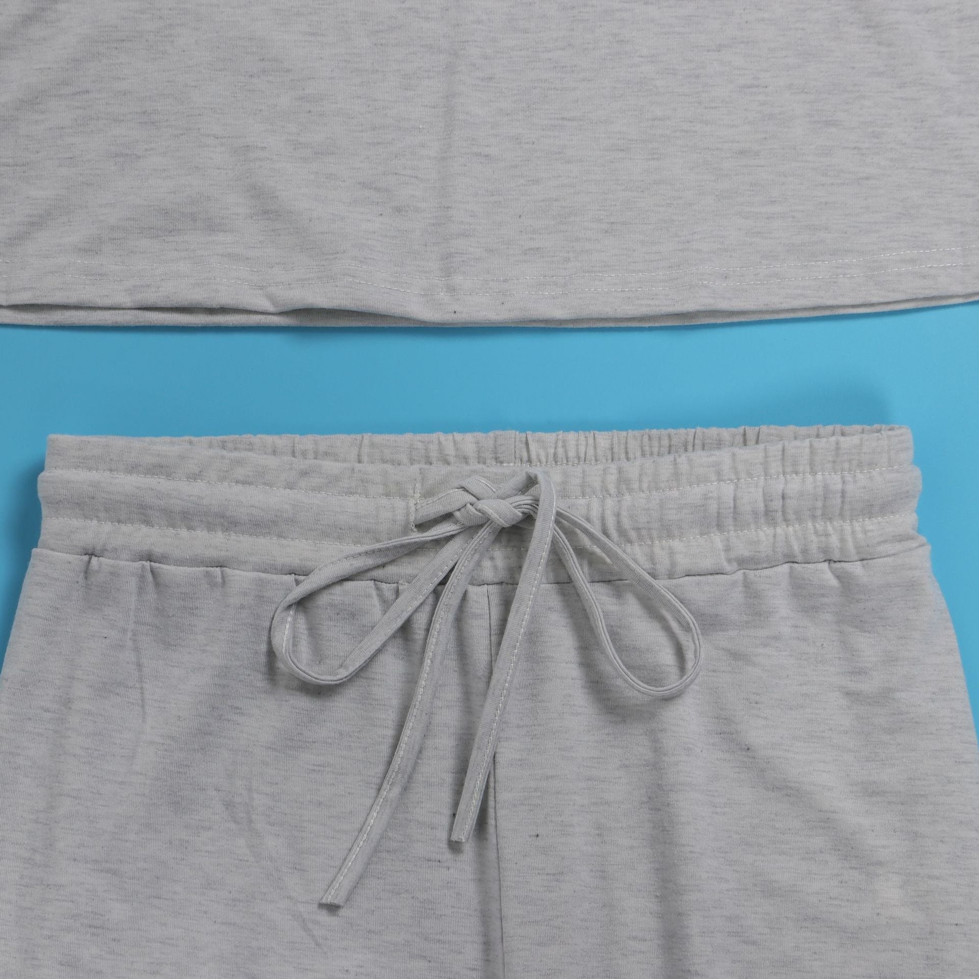 Women Solid Casual Slash Shoulder Top and Pant Two-piece Set 19