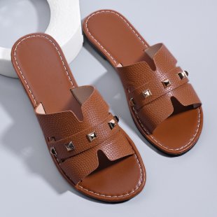 Plus Size Women's Solid Color Summer Flat Slippers Casual Open Toe Sandals 3