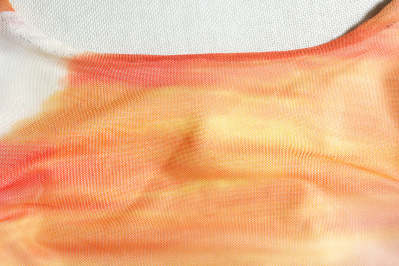 Fashion Printed Round Neck Sleeveless Mesh Patchwork Bodycon Casual Trendy Women's Dress 16