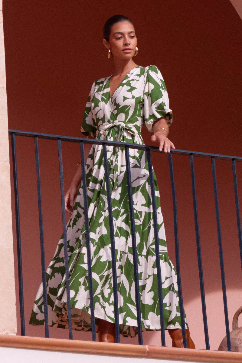 Summer Women's Chic Casual V-Neck Print Midi Dress 8