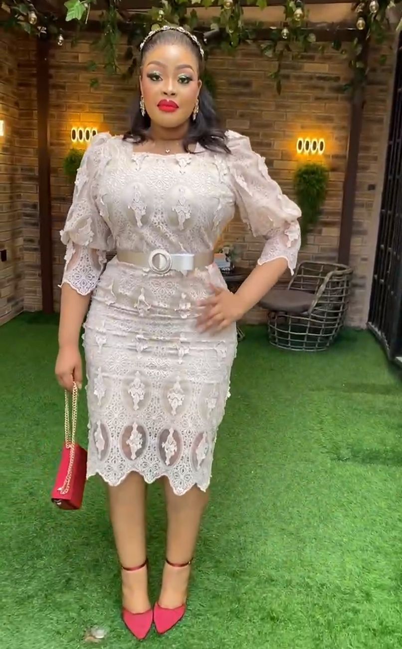 Africa Plus Size Women's Lace Lantern Sleeve High Waist Formal Party Evening Gown Maxi Dress 5