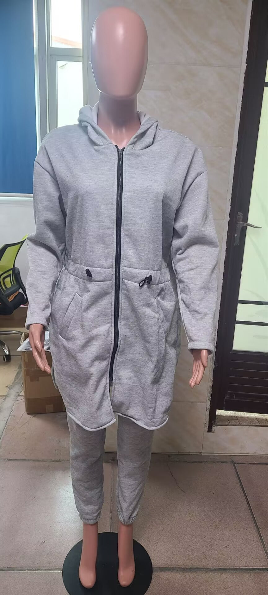 Women Casual hooded fleece jacket and pant two-piece set 23