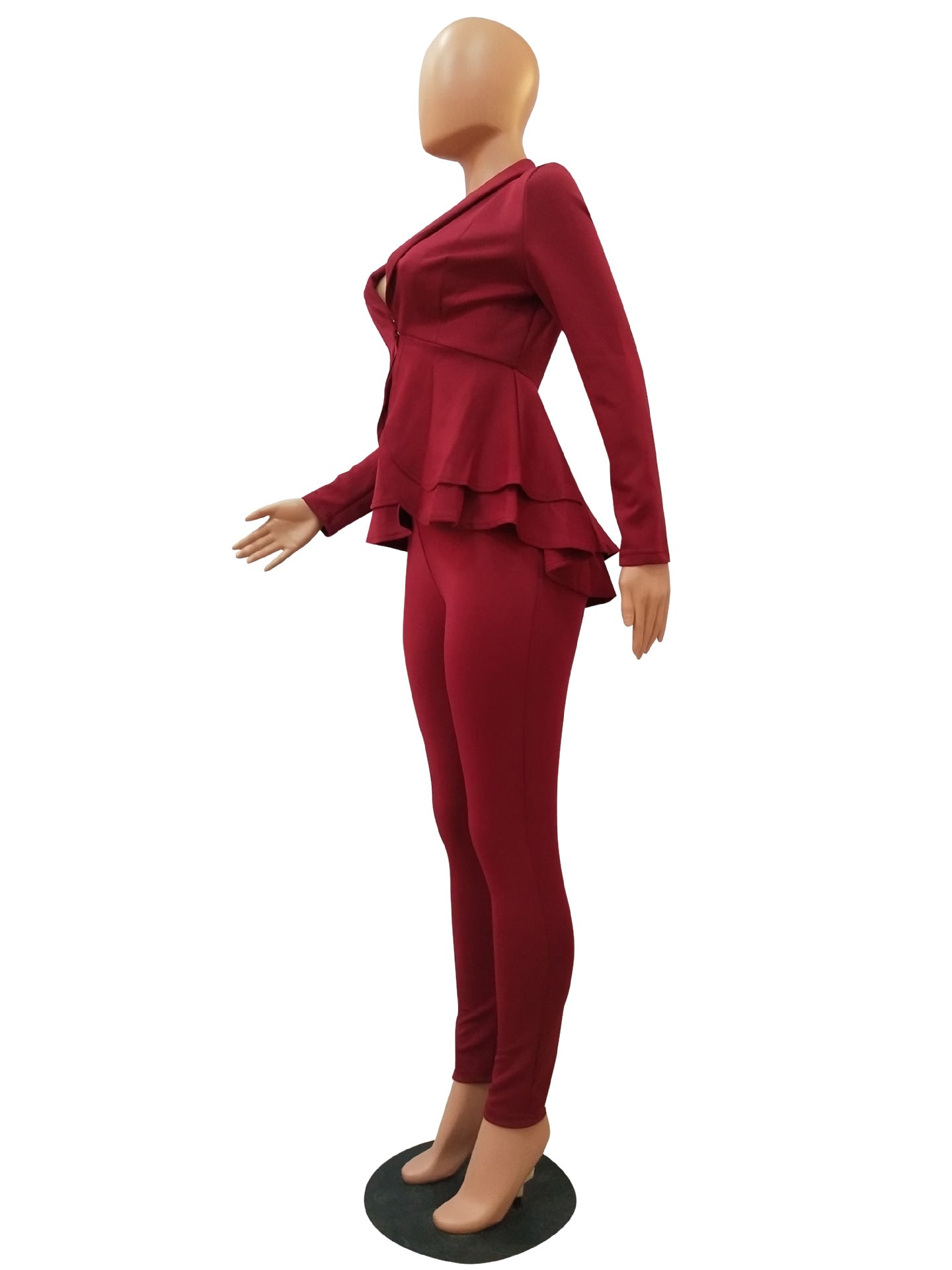 Fashion Ruffle Career Suit Casual Two Piece Set 48