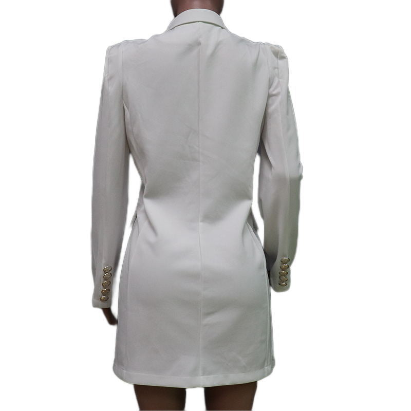 Turn Down Collar Blazer Women’s Slim Fit Double Breasted Jacket 7