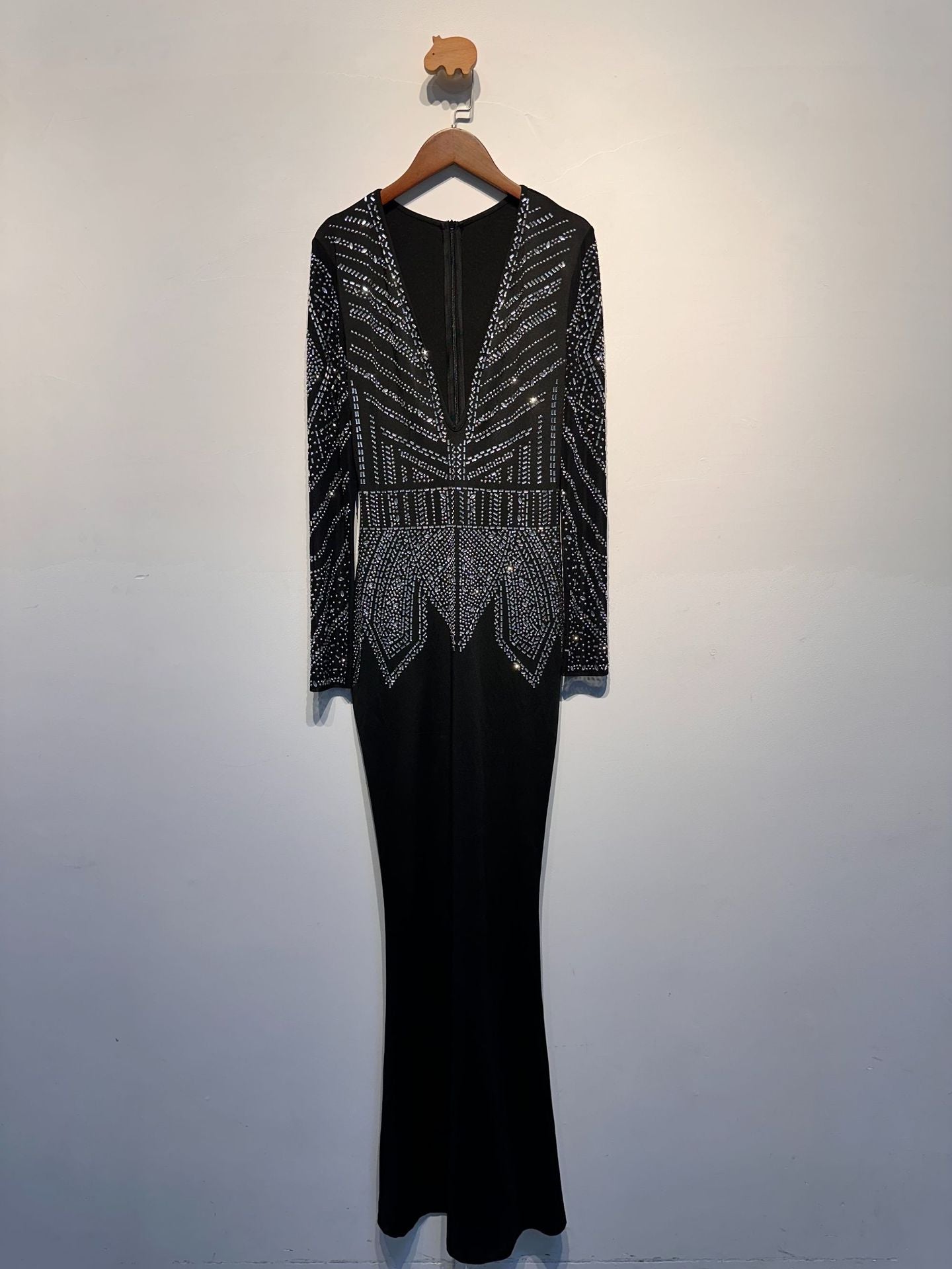 Women Sexy Beaded Bodycon V-Neck Dress 7